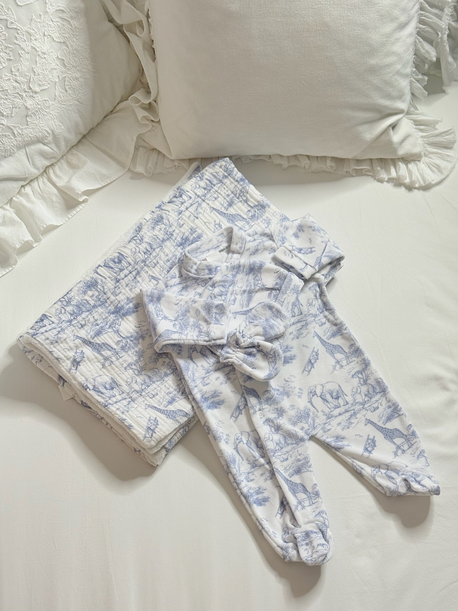 Set Neonato Safari Ciniglia Blu 3 Pezzi 0-3m