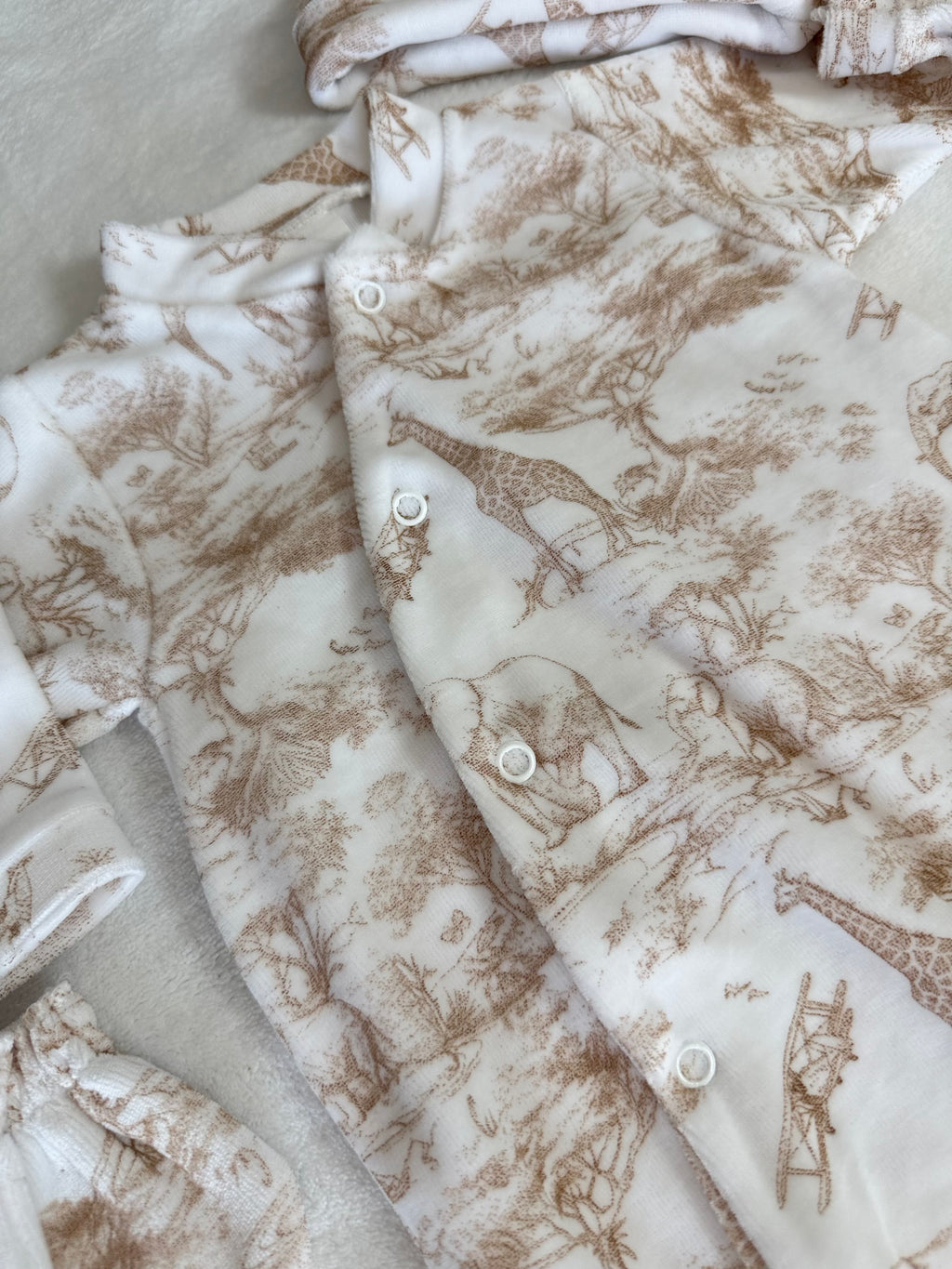 Set Neonato Safari Ciniglia Beige 3 Pezzi 0-3m