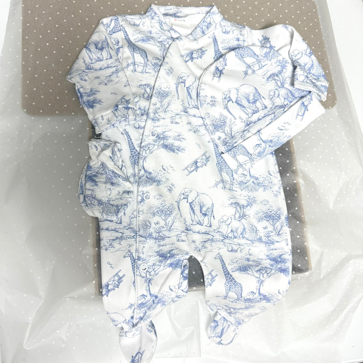 Set Nascita Cotone Safari Blue - 3 pezzi 0-3m