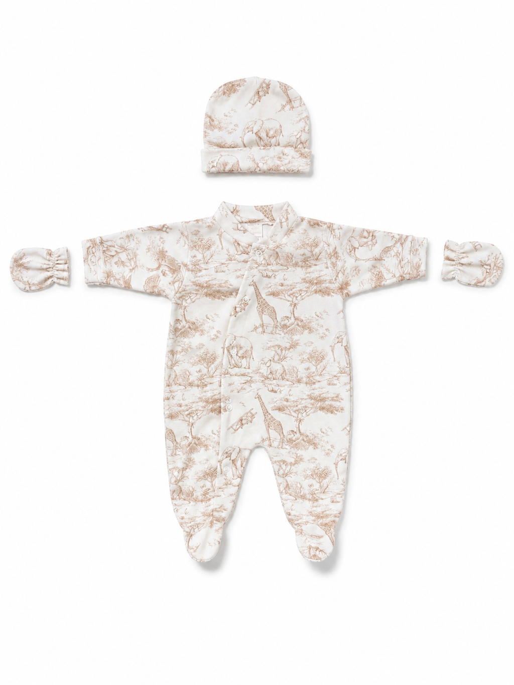 Set Neonato Safari Ciniglia Beige 3 Pezzi 0-3m
