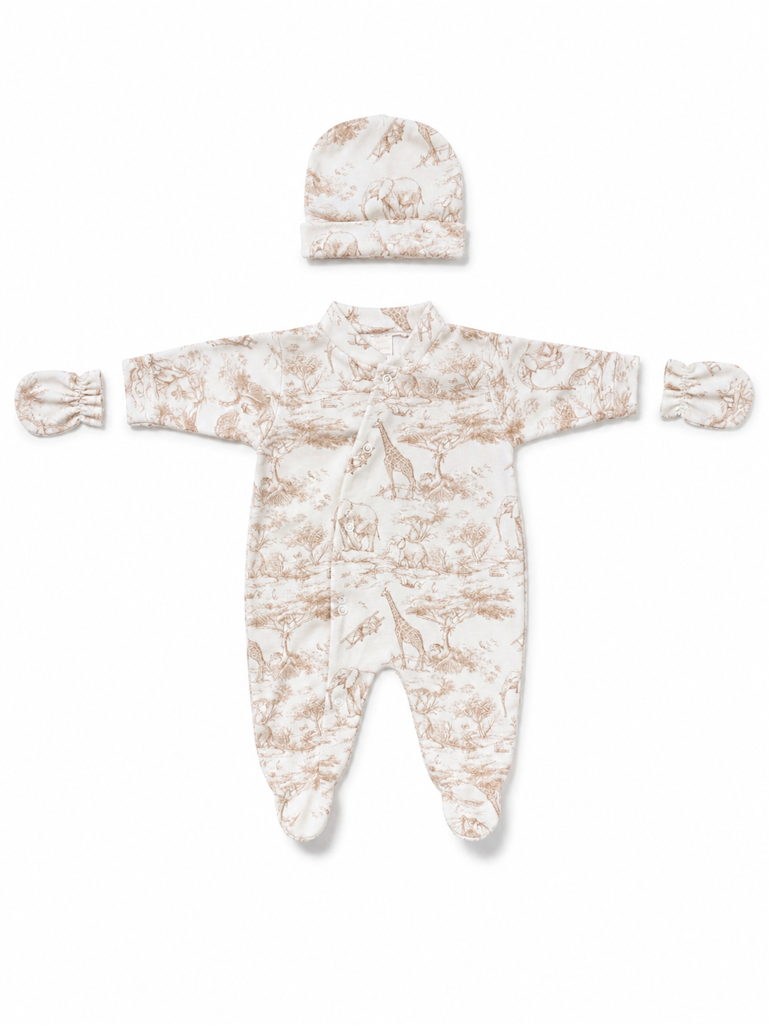 Set Neonato Safari Ciniglia Beige 3 Pezzi 0-3m
