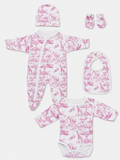 Set Nascita Cotone Safari Rosa - 5 pezzi 0-3m