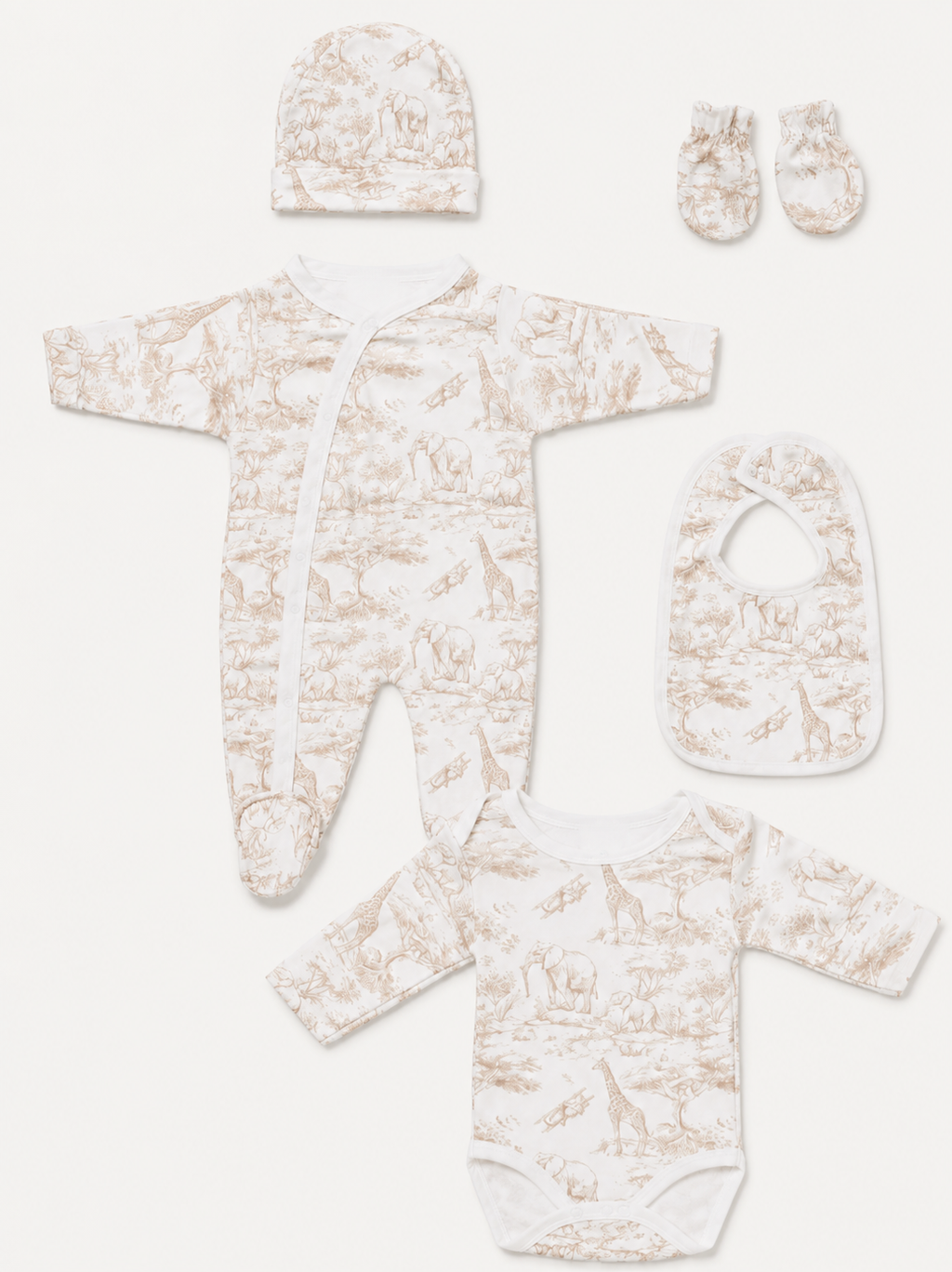Set Nascita Safari Beige - 5 pezzi 0-3m