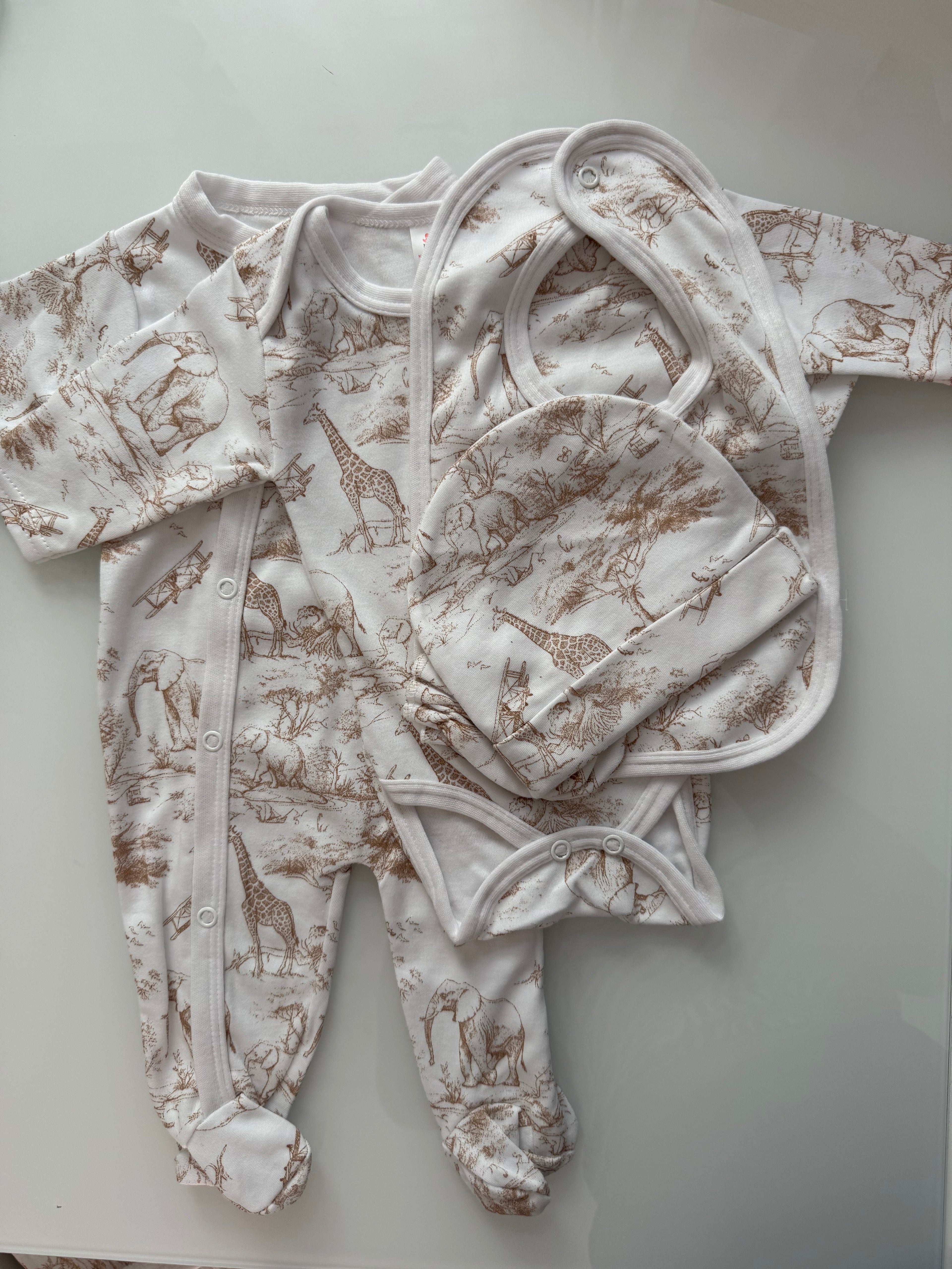 Set Nascita Safari Beige - 5 pezzi 0-3m