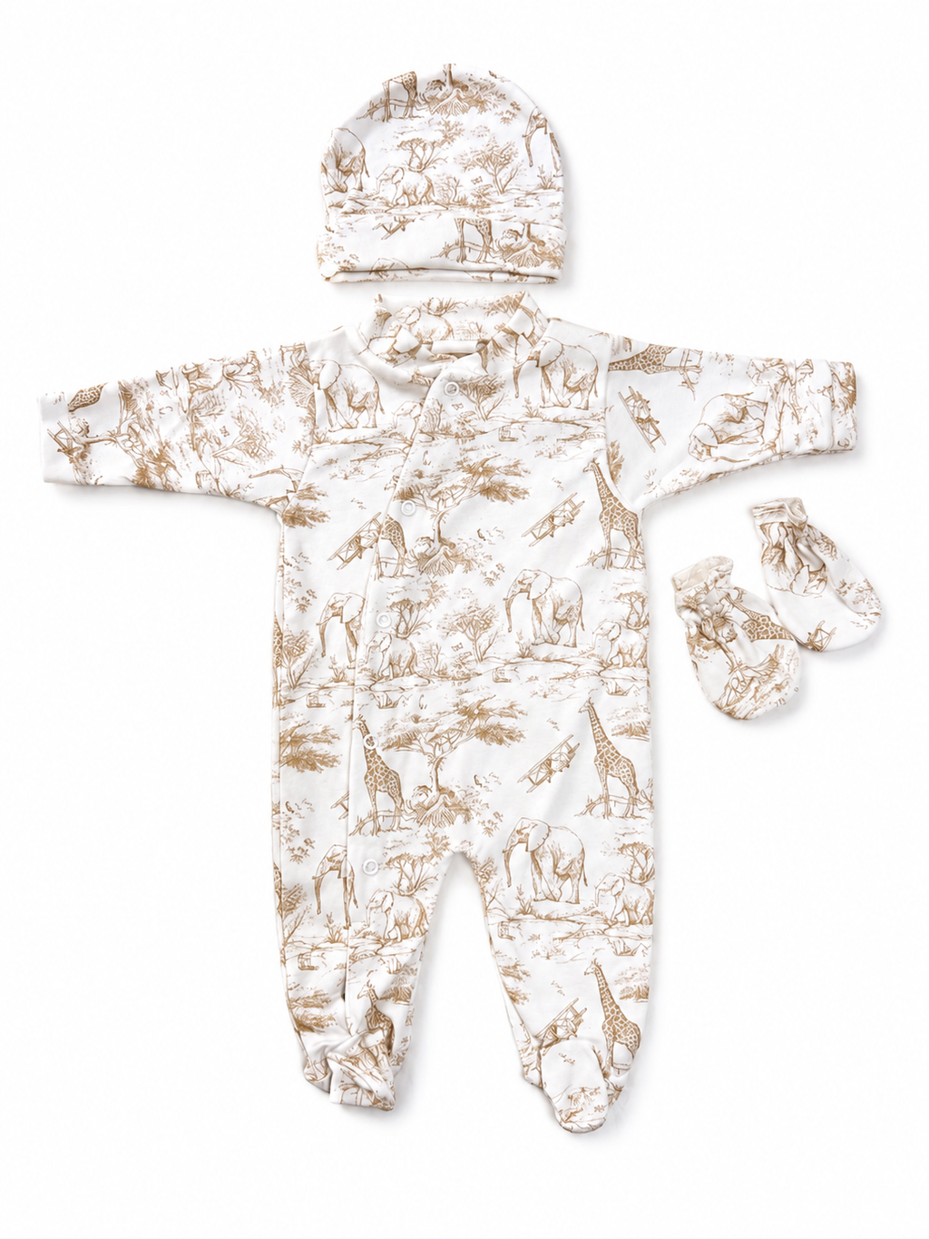 Set Nascita Cotone Safari Beige - 3 pezzi 0-3m