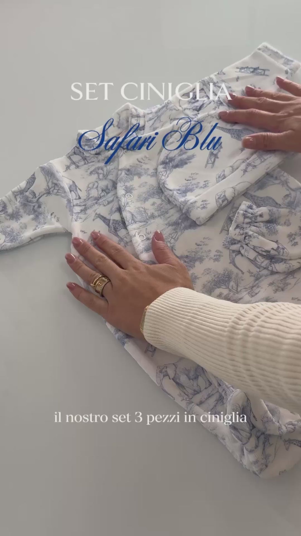 Set Neonato Safari Ciniglia Blu 3 Pezzi 0-3m